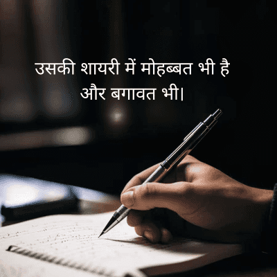 उसकी शायरी में मोहब्बत भी है
और बगावत भी।
