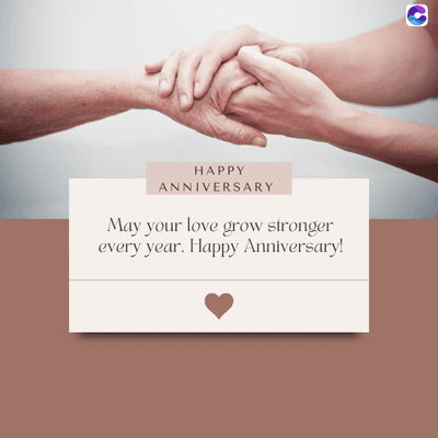HAPPY
ANNIVERSARY
May your love grow stronger
every year. Happy Anniversary!