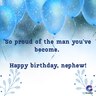 So proud of the man you've
become.
Happy birthday, nephew!
>>>Crafto