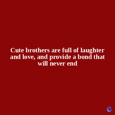 Cute brothers are full of laughter
and love, and provide a bond that
will never end