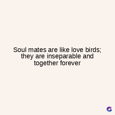 Soul mates are like love birds;
they are inseparable and
together forever
C