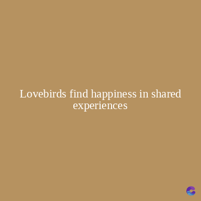 Lovebirds find happiness in shared
experiences