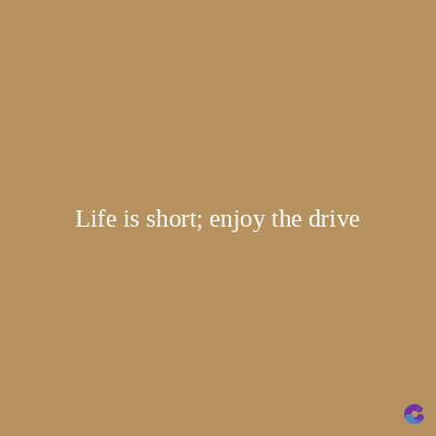 Life is short; enjoy the drive