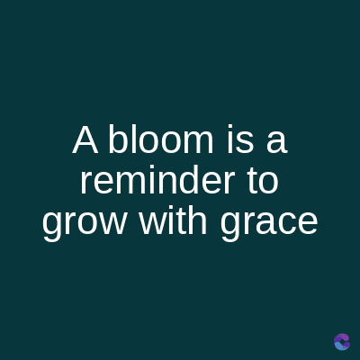 A bloom is a
reminder to
grow with grace