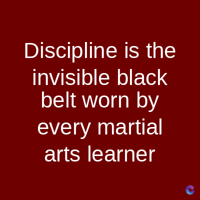 Discipline is the
invisible black
belt worn by
every martial
arts learner