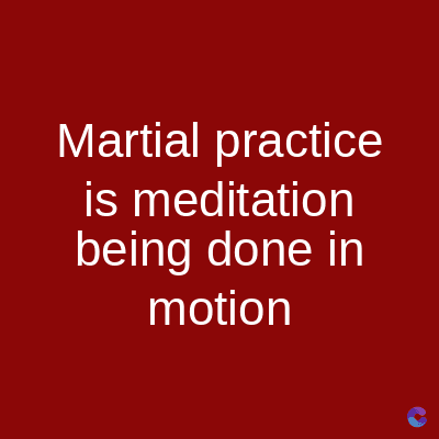 Martial practice
is meditation
being done in
motion