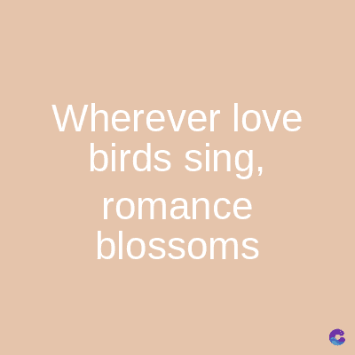 Wherever love
birds sing,
romance
blossoms