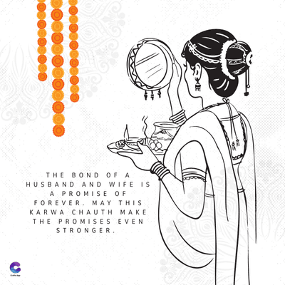 THE BON 5
OF A
HUSBAND AND WIFE IS
A PROMISE OF
FOREVER. MAY THIS
KARWA CHAUTH
MAKE
THE PROMISES EVEN
STRONGER.
