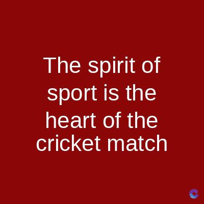 The spirit of
sport is the
heart of the
cricket match