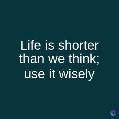 Life is shorter
than we think;
use it wisely