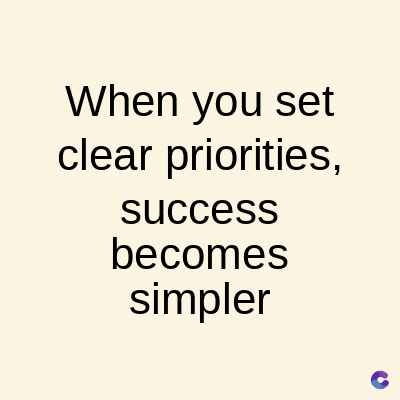 When you set
clear priorities,
success
becomes
simpler
C