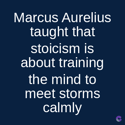 Marcus Aurelius
taught that
stoicism is
about training
the mind to
meet storms
calmly