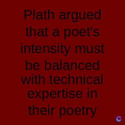 Plath argued
that a poet's
intensity must
be balanced
with technical
expertise in
their poetry
