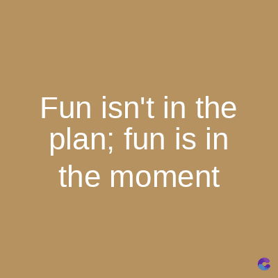 Fun isn't in the
plan; fun is in
the moment