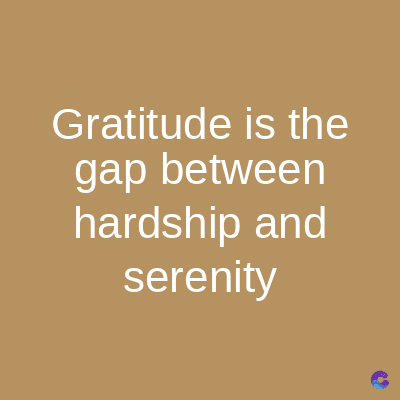 Gratitude is the
gap between
hardship and
serenity