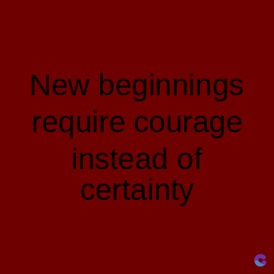 New beginnings
require courage
instead of
certainty