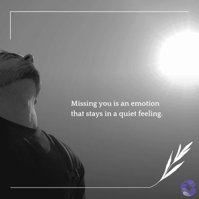 Missing you is an emotion
that stays in a quiet feeling.