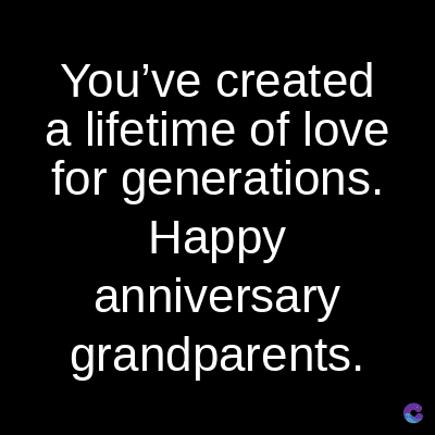 You've created
a lifetime of love
for generations.
Happy
anniversary
grandparents.