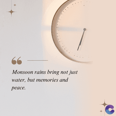 Monsoon rains bring not just
water, but memories and
peace.