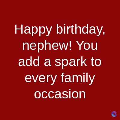 Happy birthday,
nephew! You
add a spark to
every family
occasion