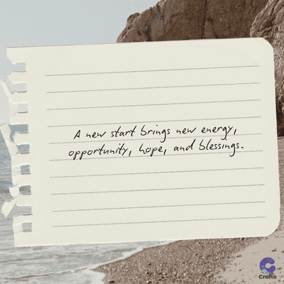 A new start brings
new
energy
opportunity, hope, and blessings.
Crafto