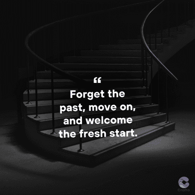 Forget the
past, move on,
and welcome
the fresh start.
Crafto