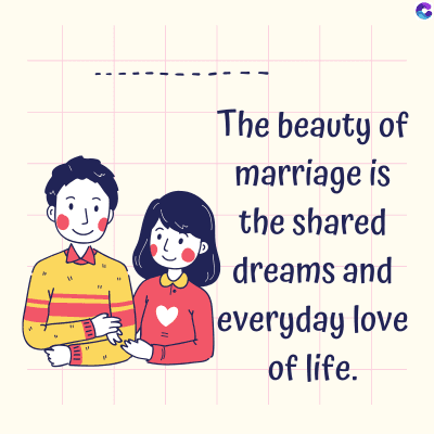 The beauty of
marriage is
the shared
dreams and
everyday love
of life.
C