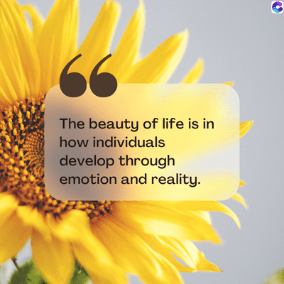 66
The beauty of life is in
how individuals
develop through
emotion and reality.
C