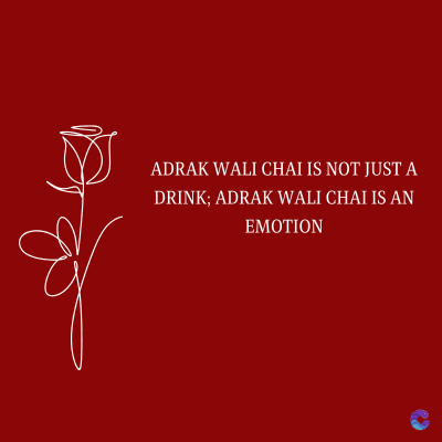 ADRAK WALI CHAI IS NOT JUST A
DRINK; ADRAK WALI CHAI IS AN
EMOTION