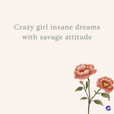 Crazy girl insane dreams
with savage attitude