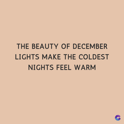 THE BEAUTY OF DECEMBER
LIGHTS MAKE THE COLDEST
NIGHTS FEEL WARM