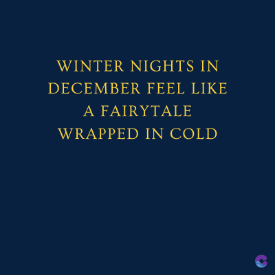 WINTER NIGHTS IN
DECEMBER FEEL LIKE
A FAIRYTALE
WRAPPED IN COLD