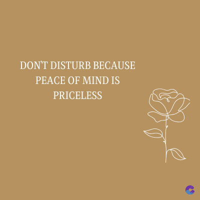 DON'T DISTURB BECAUSE
PEACE OF MIND IS
PRICELESS