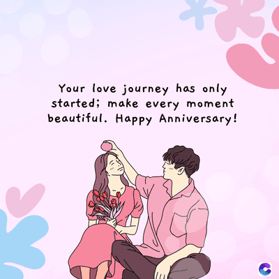 Your love journey has only
started; make every moment
beautiful. Happy Anniversary!
C