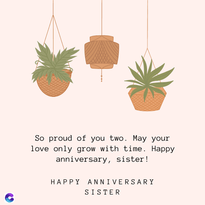 So proud of you two. May your
love only grow with time. Happy
anniversary, sister!
HAPPY ANNIVERSARY
SISTER