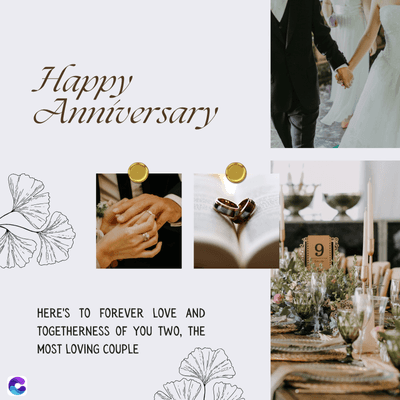 Happy
Anniversary
HERE'S TO FOREVER LOVE AND
TOGETHERNESS OF YOU TWO, THE
MOST LOVING COUPLE
6