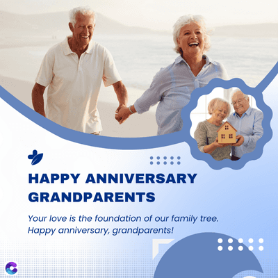 HAPPY ANNIVERSARY
GRANDPARENTS
Your love is the foundation of our family tree.
Happy anniversary, grandparents!