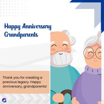 Happy Anniversary
Grandparents
Thank you for creating a
precious legacy. Happy
anniversary, grandparents!