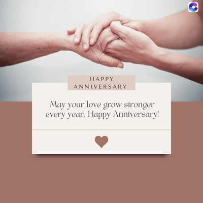 HAPPY
ANNIVERSARY
May your love grow stronger
every year. Happy Anniversary!