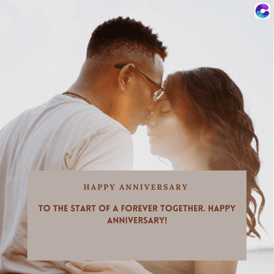 HAPPY ANNIVERSARY
TO THE START OF A FOREVER TOGETHER. HAPPY
ANNIVERSARY!