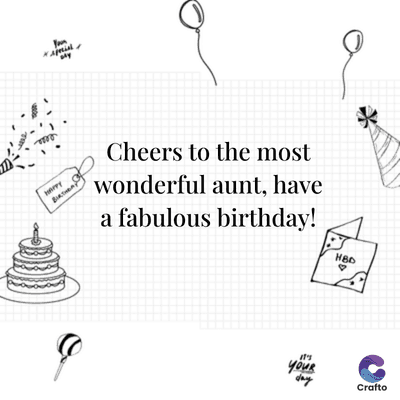 HAPPY
Yan
Cheers to the most
wonderful aunt, have
a fabulous birthday!
HBD
it's
YouR
day
Crafto