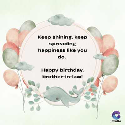 Keep shining, keep
spreading
happiness like you
do.
Happy birthday,
brother-in-law!
Crafto