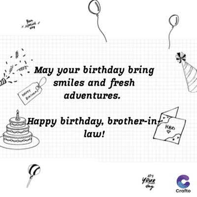 Yan
HAPPY
May your birthday bring
smiles and fresh
adventures.
Happy birthday, brother-in
law!
broth
HBD
9
it's
YouR
day
Crafto