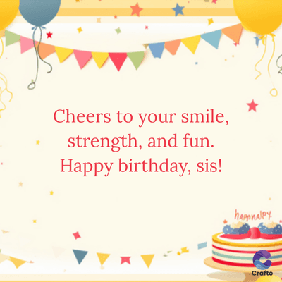 Cheers to your smile,
strength, and fun.
Happy birthday, sis!
hamnalPY
Crafto