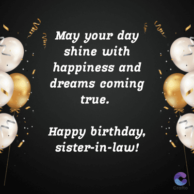 Van
May your day
shine with
happiness and
dreams coming
true.
Happy birthday,
sister-in-law!
Crafto