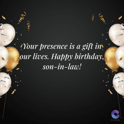 Vin
Your presence is a gift in
our lives. Happy birthday...
son-in-law!
Crafto