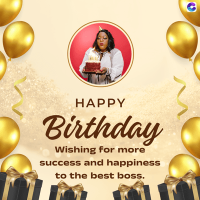 HAPPY
Birthday
Wishing for more
success and happiness
to the best boss.
