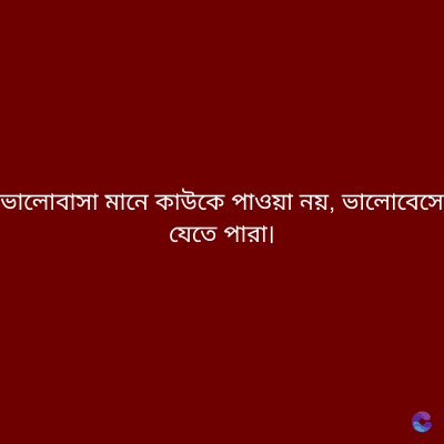 ভালোবাসা মানে কাউকে পাওয়া নয়, ভালোবেসে
যেতে পারা।