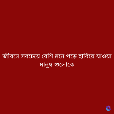 জীবনে সবচেয়ে বেশি মনে পড়ে হারিয়ে যাওয়া
মানুষ গুলোকে