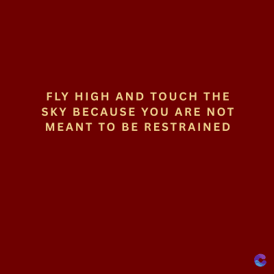 FLY HIGH AND TOUCH THE
SKY BECAUSE YOU ARE NOT
MEANT TO BE RESTRAINED